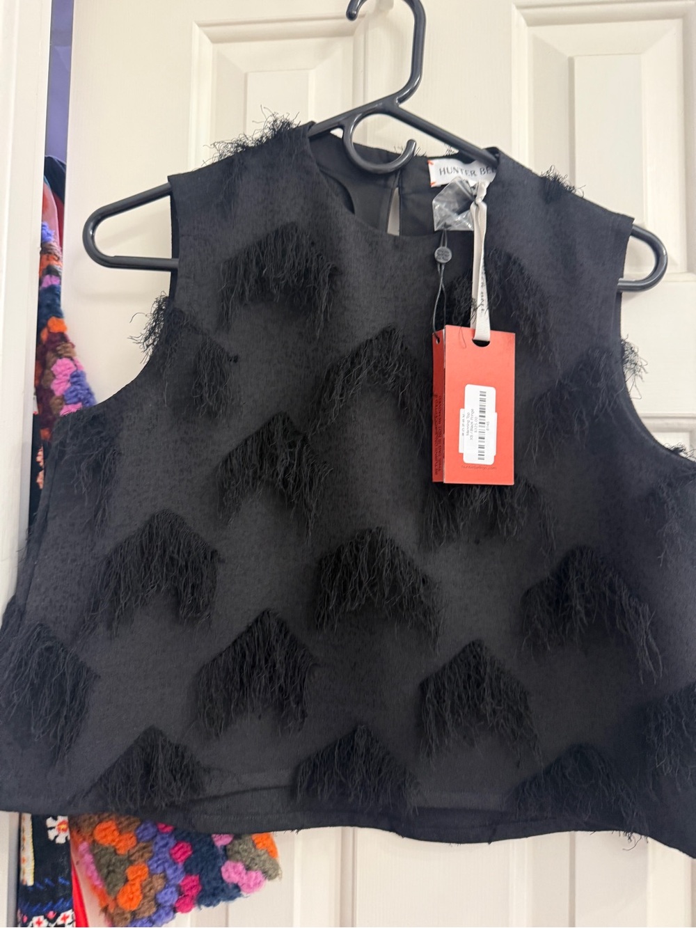 Hunter Bell Manning Black Fringe Sleeveless Top NWT - Picture 5 of 5